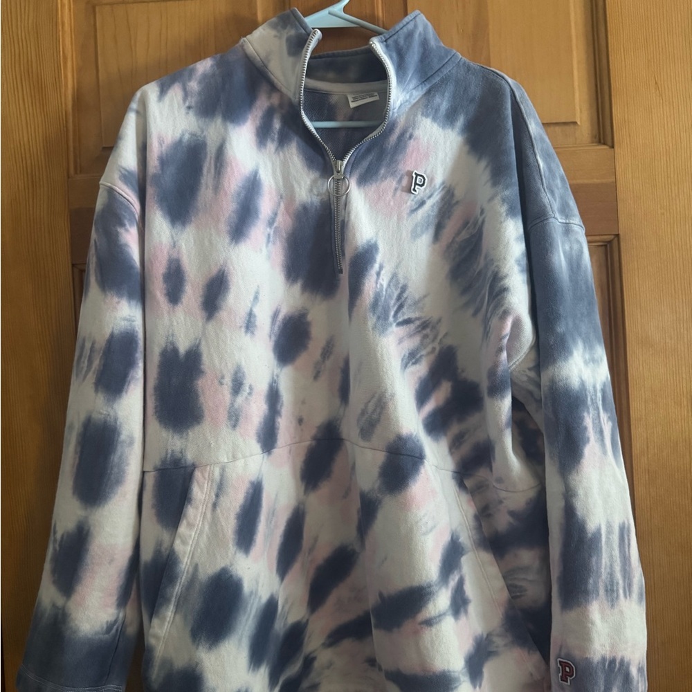 PINK Tie-Dye Quarter-Zip Pullover